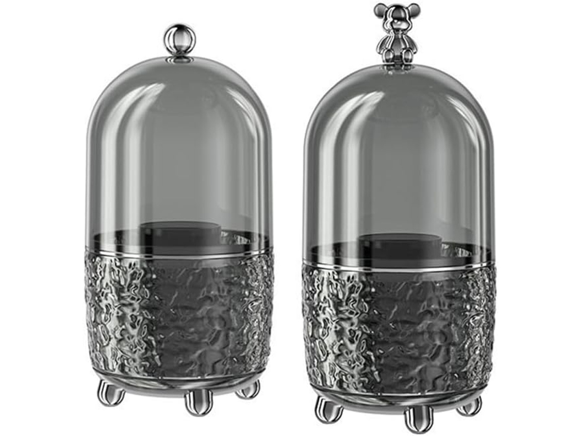 Conjunto de 2 Porta pincéis de Maquiagem com Tampa Transparente Giratória 360° À Prova de Poeira. SFUSHOS