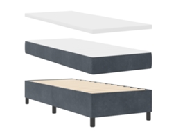 Cama Box Spring Com Colchão E Banco Cinza Escuro Vidaxl Veludo (80x200 Cm)