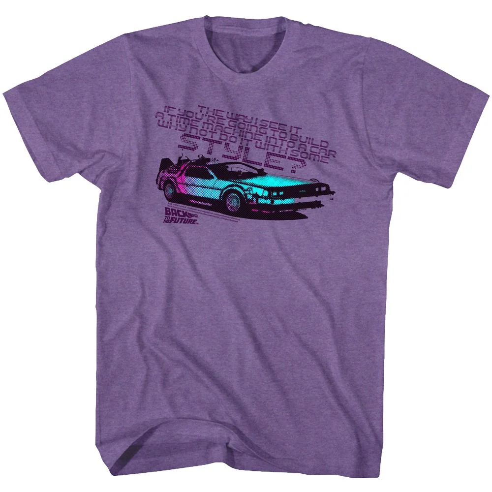 Rockinstone Back To The Future Movie A Little Style Heather Purple Adult T-shirt Size:xxl