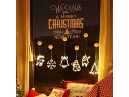 Rebe 6 Lâmpadas de Janela de Natal com Ventosas Suspensas Led, Luminárias de Cortina para Natal