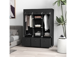 Guarda Roupa Dobrável Em Tecido Não Tecido Com 3 Gavetas, 125 Cm X 43 Cm X 162,5 Cm, Preto. Sini Tech Store