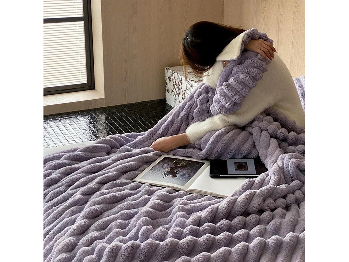 Manta de Veludo Cor Sólida Macia Grossa e Quente Ideal para o Inverno Perfeita Quarto Ou Sala Estar, Macio, Qu
