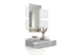 Mueble recibidor Milo Branco Artik (Branco mate) - Cinzento Cimento 75 x 116 x 29 cm