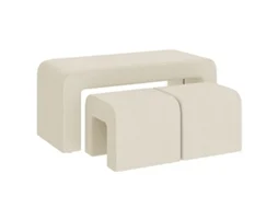 Bancos Veludo Cor Creme 104x44x48 cm Homcom