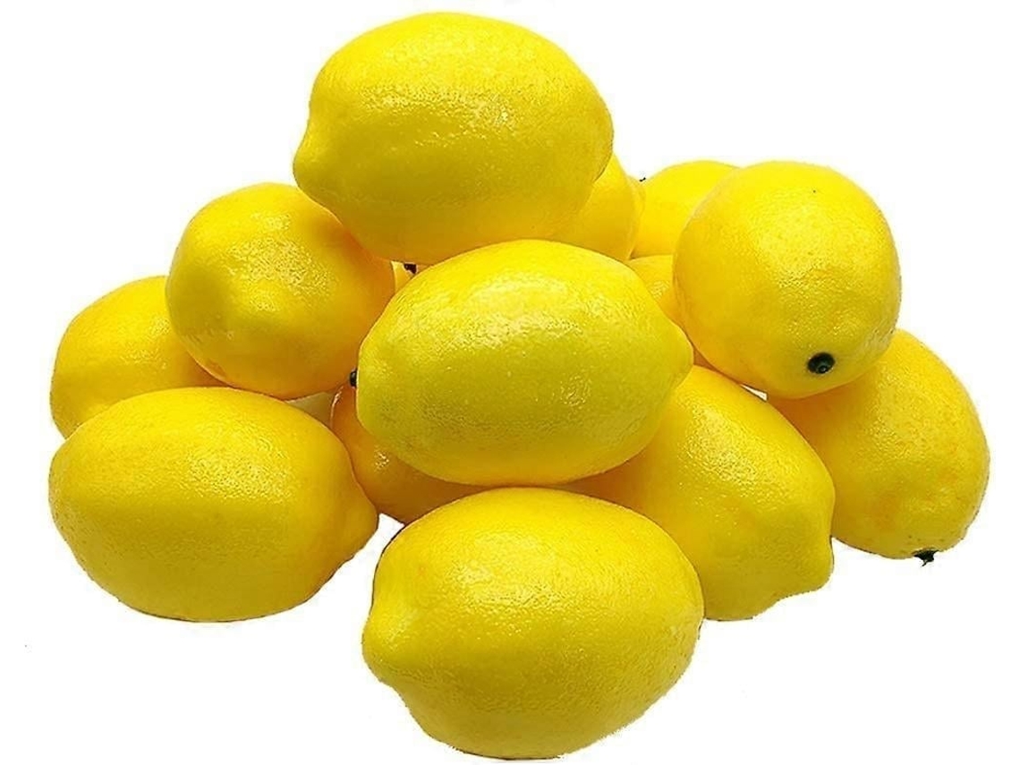 15 Unidades de Limões Artificiais, Frutas Artificiais, Limão Amarelo Artificial de Espuma, Wellngs BRILVIBERA