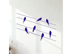 Adesivos Letras Famille D'oiseaux Sur Des Fils 68x96,3cm Modificação E Outros Dados Possíveis Azul Foncé