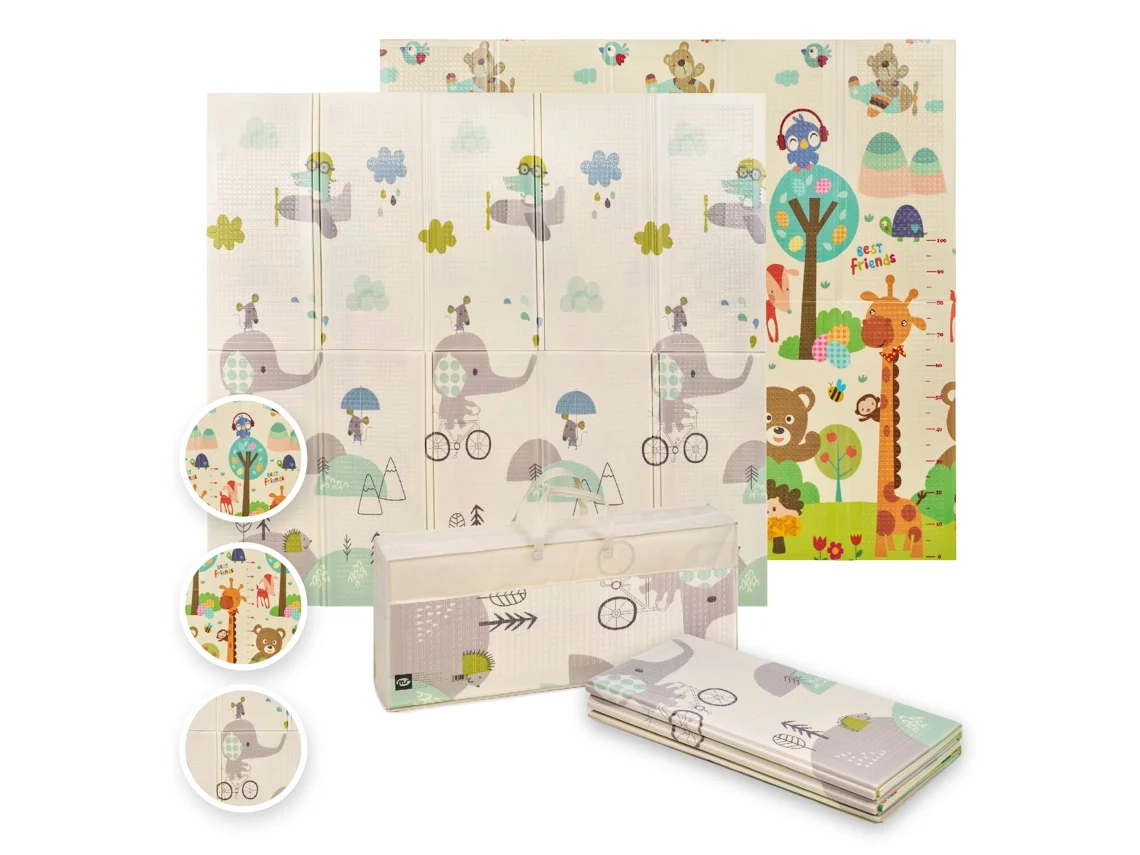 Trendy Tapete para Brincar de Bebê 180X200 Cm Tapete Dupla Face Muito Acolchoado 1Cm de Espessura Dobrável e com Bolsa de Transporte MS