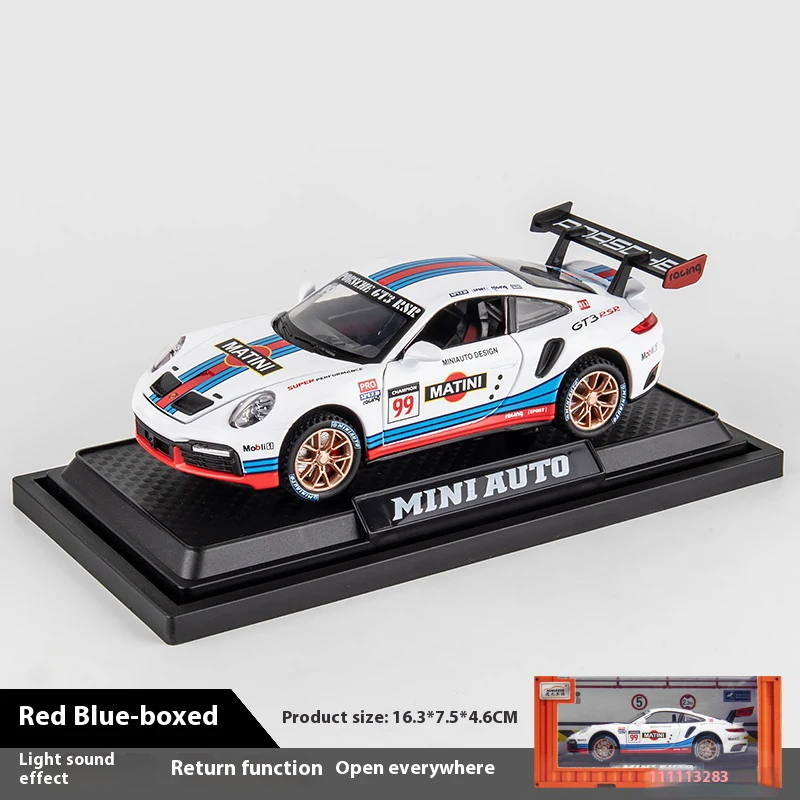 (azul) Réplica Em Escala 1:32 De Um Modelo De Carro De Corrida 911 Gt3 Rsr Em Liga Metálica.