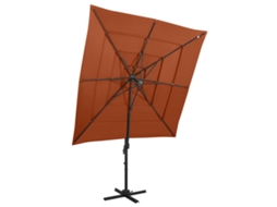 Vidaxl Guarda-sol De Jardim 4 Camadas C/ Poste De Alumínio Terracotta