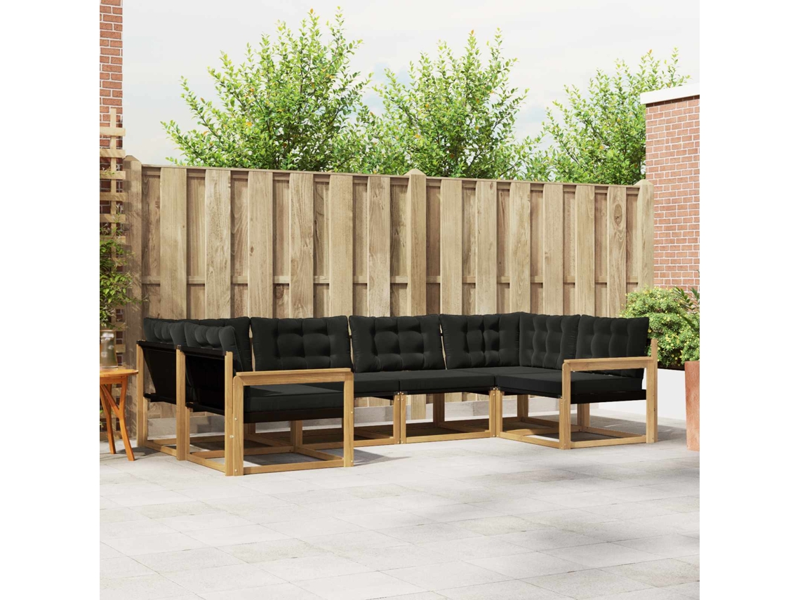 Vidaxl Conjunto De Sofás Para Exterior 6 Pcs Branco E Preto