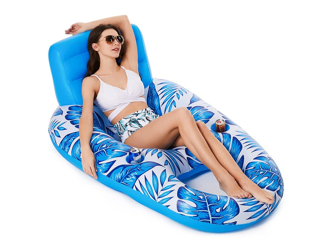 Espreguiçadeira Inflável Flutuante Em Formato De U Para Piscina, Com Encosto Para Pendurar Em Fileiras.