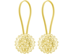 Conjunto De 2 Ganchos Magnéticos Grandes Para Cortina Com Cristais, Em Formato Flor, Cordão Metálico Elástico Decoração Casa E Esc Aquaforge