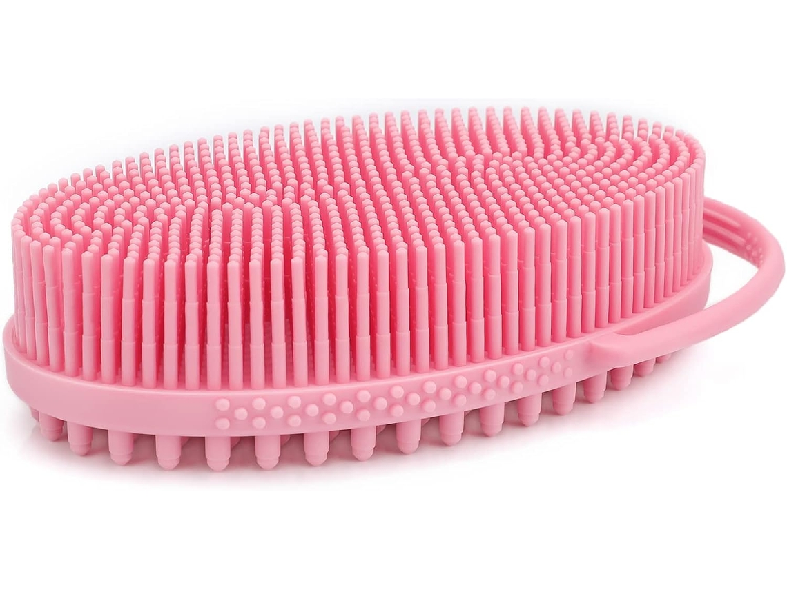 Escova facial de silicone com alça de anel, higiênica e durável, esfolia e massages o corpo, fácil de segurar e pendurar