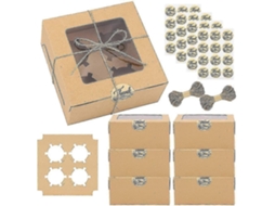 Pacote Com 30 Caixas De Papel Kraft Marrom Para Cupcakes, Ideais Para Presentear Biscoitos E Cupcakes. Hengjian