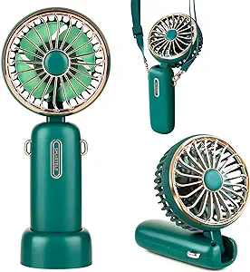 Ventilador de teto portátil verde escuro Criativo Lazy Genie Flip, compacto e de grande capacidade recarregável Liptaptyn