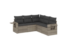 Conjunto de 5 Sofás Jardim com Almofadões Vime Pe Cinzento Claro MAISON EXCLUSIVE (5 pcs)