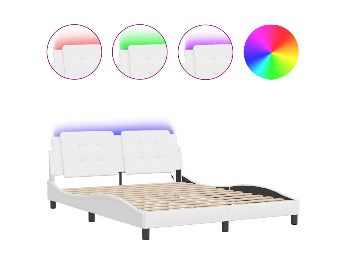 Bed Frame, Bed Frames Vidaxl Branco Couro Artificial (160 X 200 Cm)