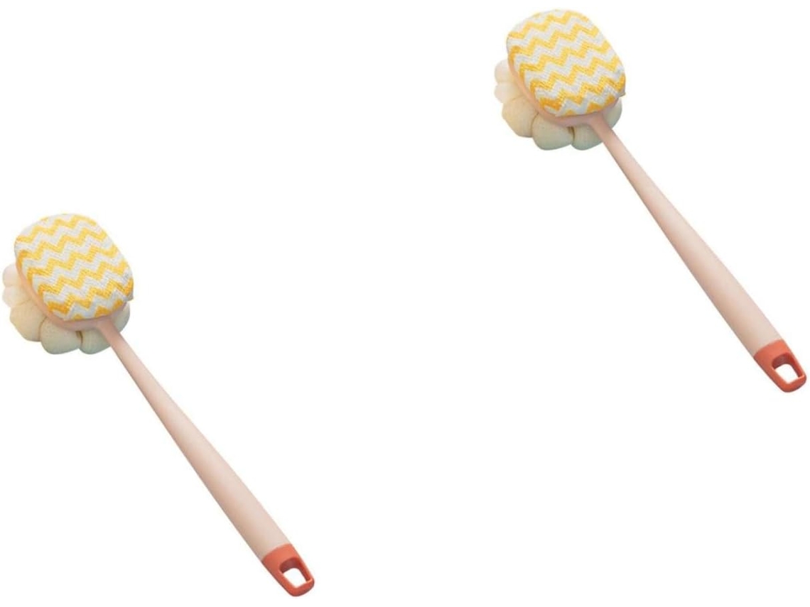 Conjunto De 2 Escovas Esfoliantes Macias Fomiyes Com Cabo Longo Para Massagem Corporal E Limpeza Das Costas, Acessório