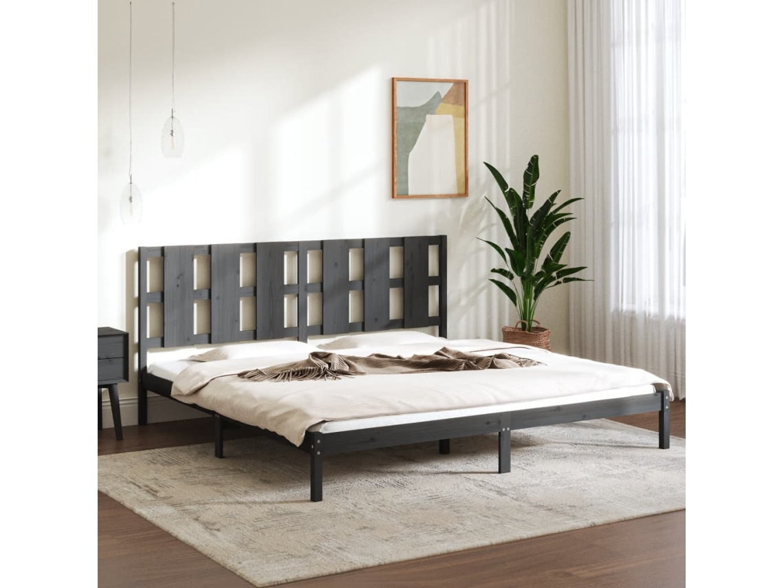 Vidaxl Estrutura De Cama 200x200 Cm Pinho Maciço Cinzento