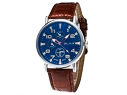 Reloj Hombre Zhoulianfa Caja De Aleación Correa De Cuero Pu Dial Redondo Cuarzo Café