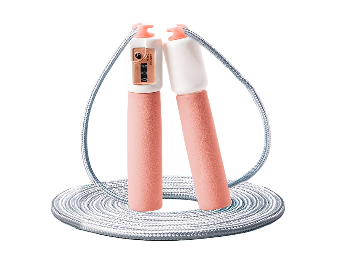 Ycnm-corda De Pular Com Contador Ajustável Rosa Pvc E Algodão
