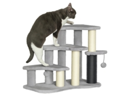 Árvore para Gatos com Arranhador, 50 Cm de Altura, com Plataformas de Pelúcia e Bolas, para Gatos com Menos de 5 Kg, Cinza Claro. ESSÊNCIACASA