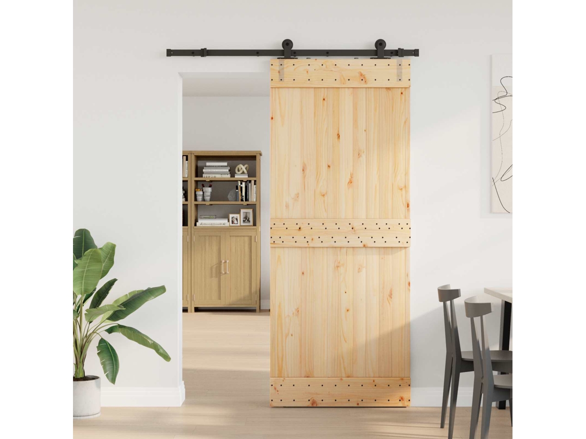 Vidaxl Porta Deslizante Narvik Natural E Preto 85 X 210 Cm (152,5 Cm)