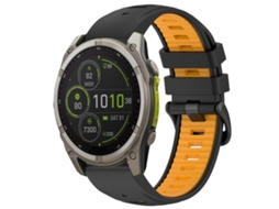 Bracelete para Garmin Silicone com Fivela de Aço Liberação Rápida Duas Cores Preto e Laranja XIAOMOYU (22mm)