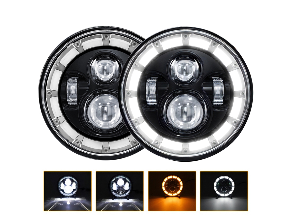 2 Pcs 7 Inch Led Headlights Waterproof Round Headlamps High Low Beam Drl Turn Signal For Cars Motorcycles