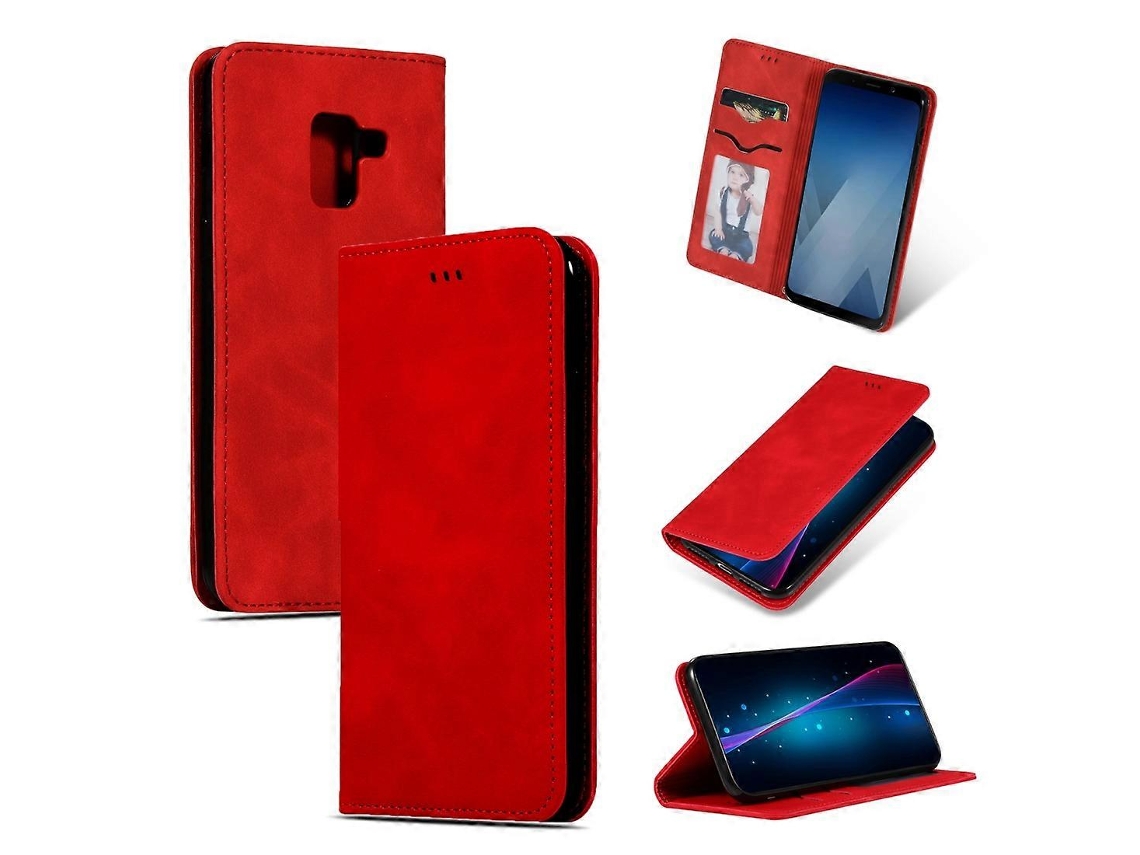 Capa De Couro Com Aba Horizontal Magnética Estilo Retrô Para Samsung Galaxy A8 Plus 2018 (marrom)