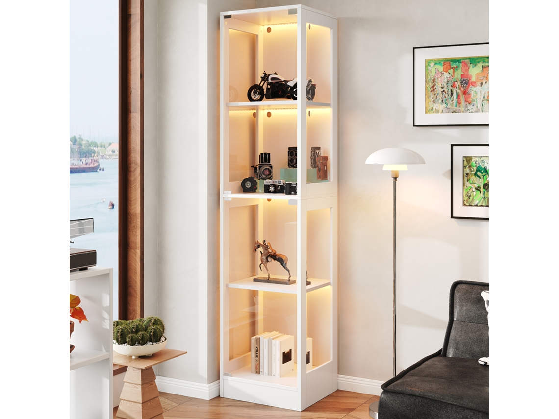 Vitrine Expositora Porta Única Vidro Temperado Branco
