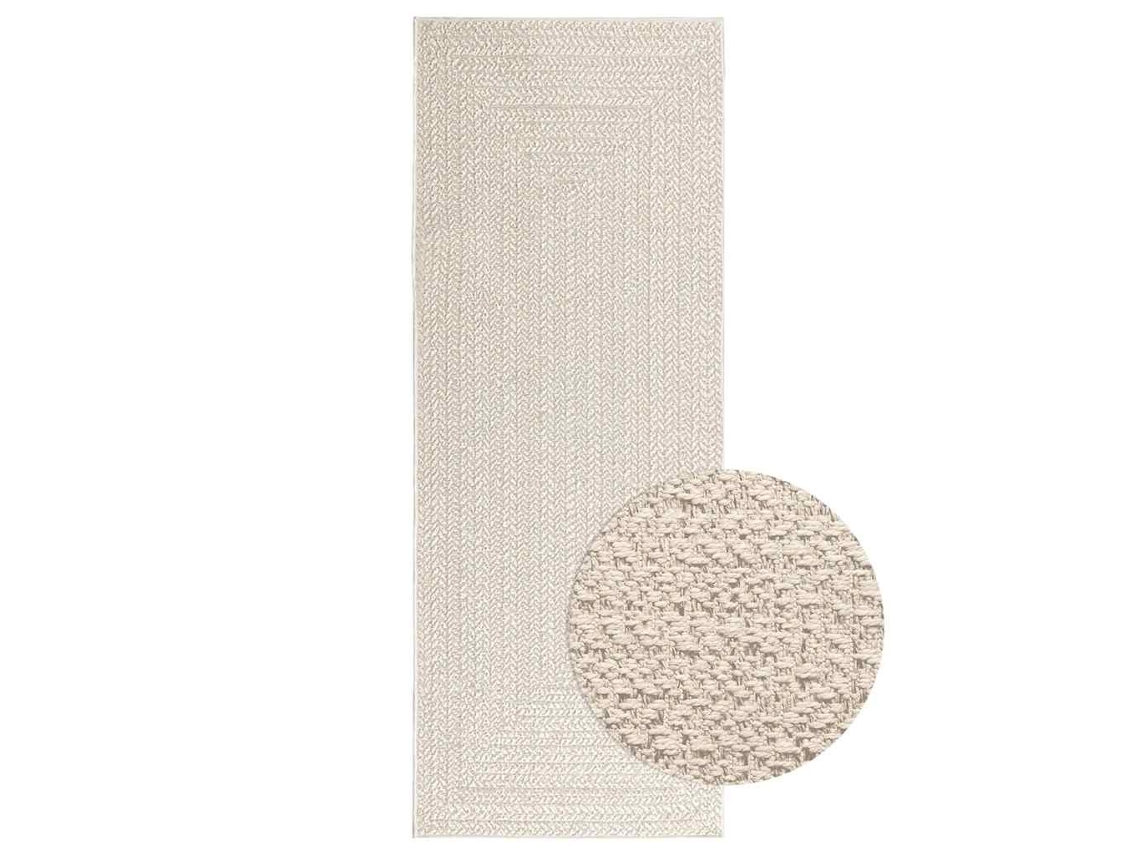 Vidaxl Tapete Zizur Creme 80x200cm Aspeto De Juta Interior E Exterior