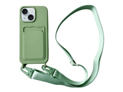 Correia Casa Para Iphone 15 Plus Silicone Com Porta-cartões Verde