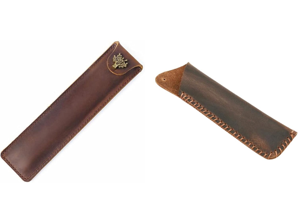 2 Estojos Para Canetas Em Couro Genuíno, Feitos À Mão, Estilo Vintage, Gokoco