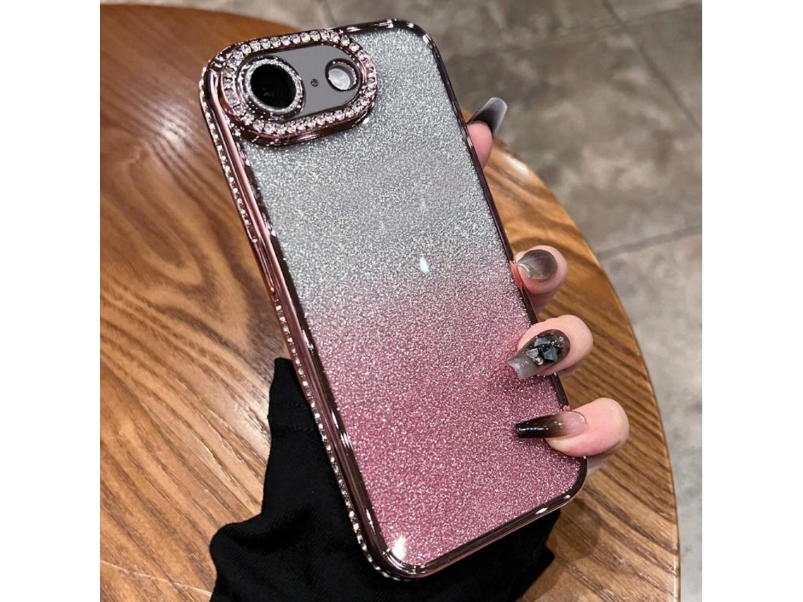 Capa De Tpu Para Iphone 16e - Glitter Degradê De Diamante