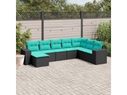 Conjunto de Sofá de Jardim com 7 Peças e Almofadas em Rattan Sintético Cinza VIDAXL