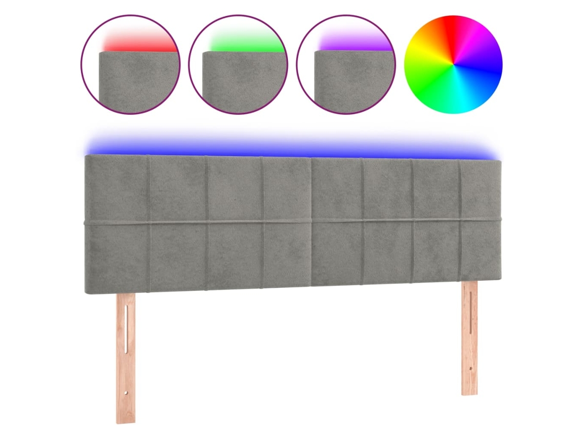 Led Headboard, Led Headboards Vidaxl Cinzeto Veludo (144 X 5 X 78/88 Cm)