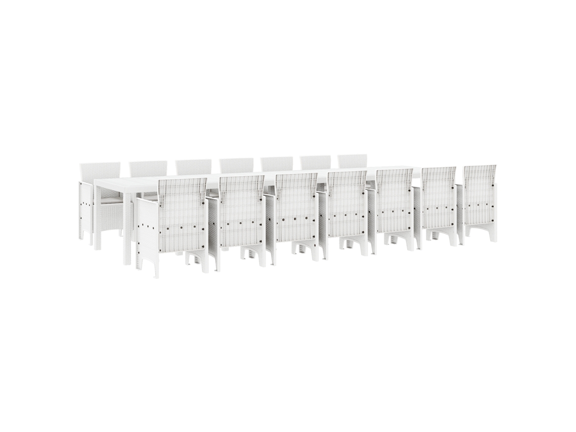 Conjunto 15 Móveis De Jardim Vidaxl Branco Polipropileno (400 X 100 X 73 Cm)