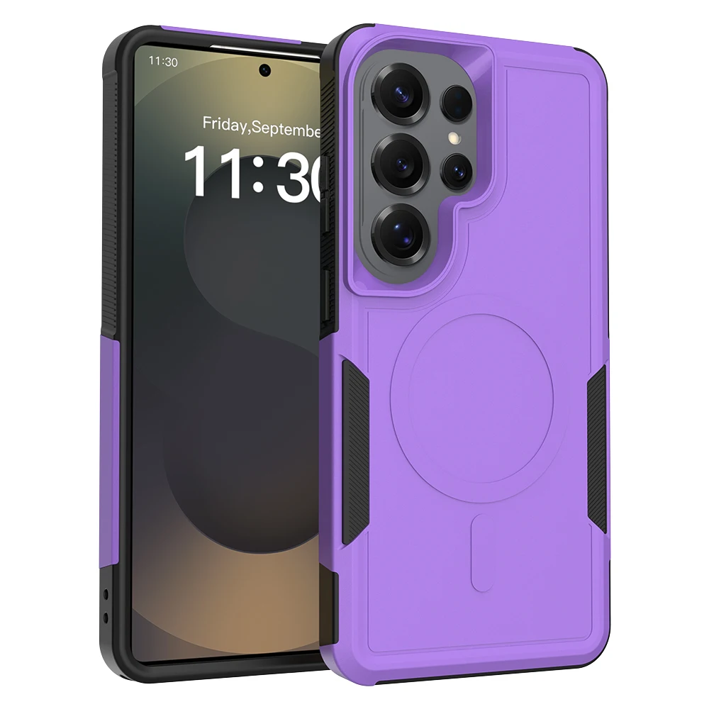 (roxo, Galaxy S25) Capa Protetora Magsafe Resistente A Impactos Para Samsung
