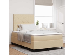 Vidaxl Cama Box Com Fitas Led Com Cabeceira Creme 120 X 200 Cm Tecido