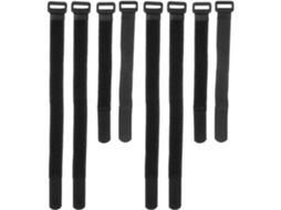 Tiras de velcro de nylon Pretas, pacote com 8 unidades, fixação segura para estabilização.