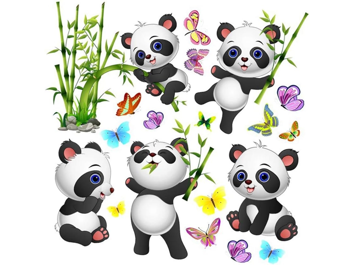 Adesivos De Parede De Panda, 1 Conjunto, Pvc, Fáceis De Aplicar E Remover.