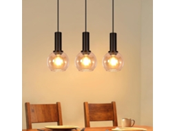 Nettlife Candeeiro De Suspensão Vintage Com 3 Lâmpadas E27, Lustre De Vidro Dourado Para Sala De Jantar, Altura Ajustável, Retro (lâmpadas Não