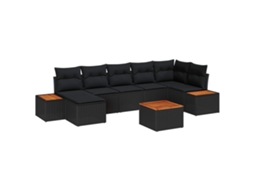 Maison Exclusive - Conjunto De Sofá De Jardim Com Almofada 8 Pcs Preto Polirattan