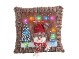 Almofada de Natal com luz e personagem Papai Noel, com design de boneco de neve LAXISCREED