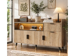 Sideboard Minimalista Com Prateleiras, Gavetas E Portas. Trilhos Silenciosos E Moldura Resistente.