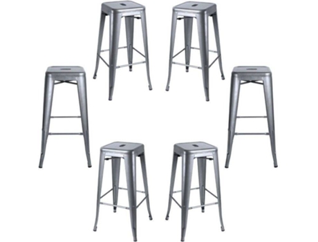 Pack 6 Bancos  Torix (Cinzento - 42 x 76 x 42 cm - Aço Reforçado)