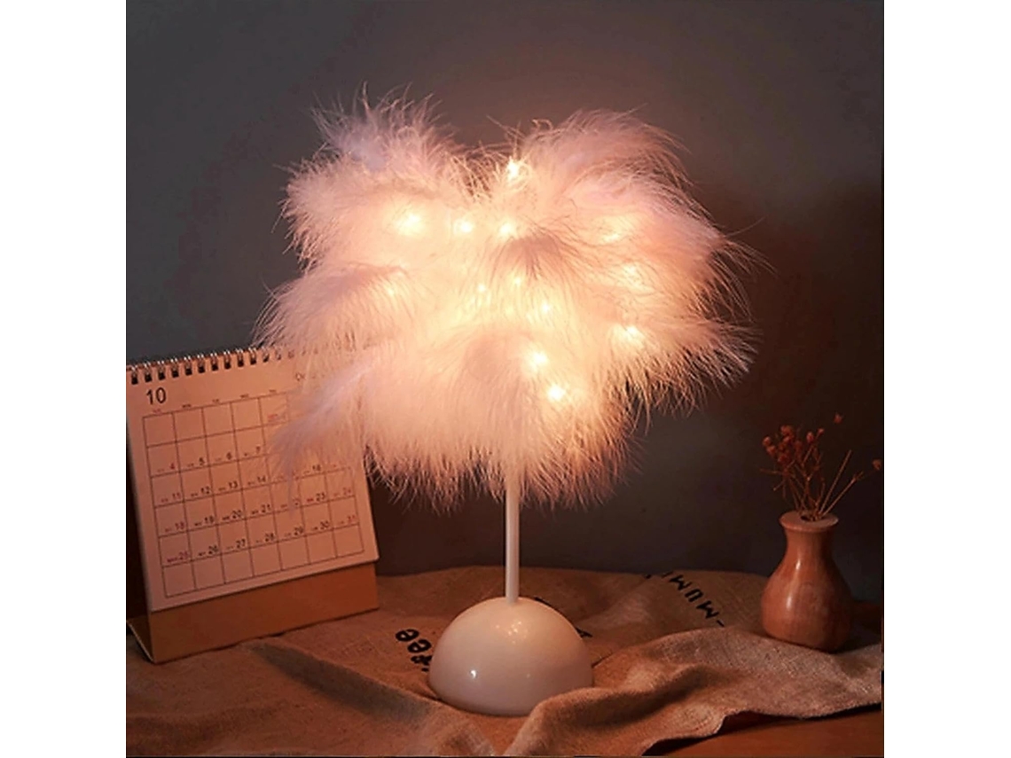 Abajur De Mesa Com Penas, Elegante Luminária De Cabeceira Led Para Quarto Menina, Pequeno Abajur Para Decoração De