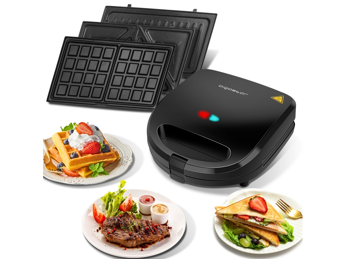 Sanduicheira Máquinas de Waffles com Placas Intercambiáveis Aigostar Rubik 750W 3 em 1