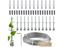 Suporte Para Plantas Trepadeiras,kit Completo Em Aço Inox Com Suporte De Parede E Corda De 3mm Btforus (16m De Comprimento)